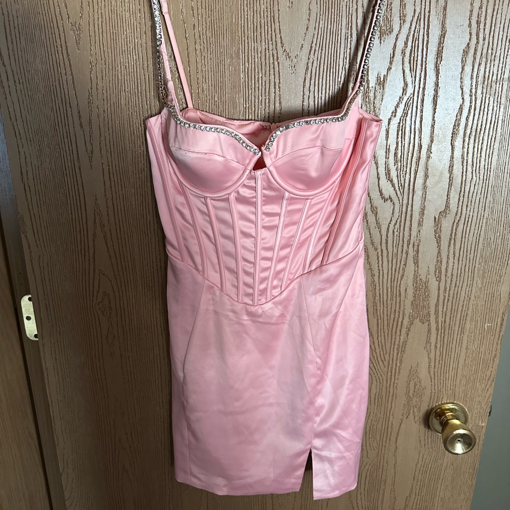 Oh Polly Corset Mini Dress in Blush Pink